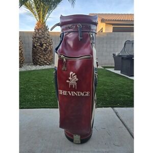 '89 Chrysler Invitational 6 Way Golf Bag Hot-Z Leather "The Vintage Club" Metals
